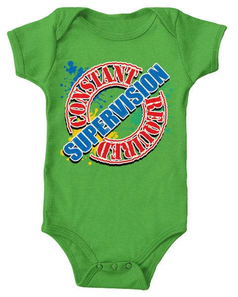 Constant Supervision Required Infant Lap Shoulder Bodysuit